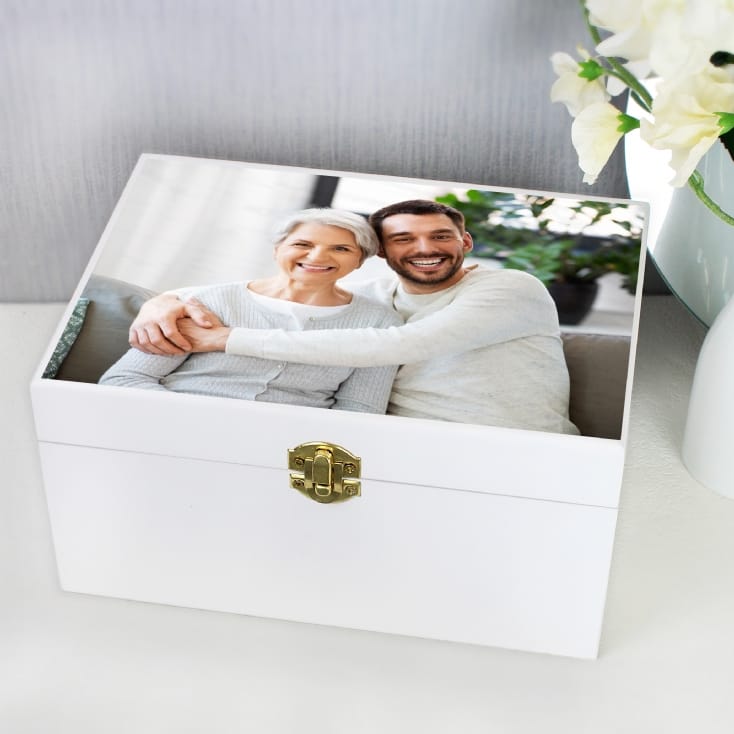 Personalised White Storage Box with Photo