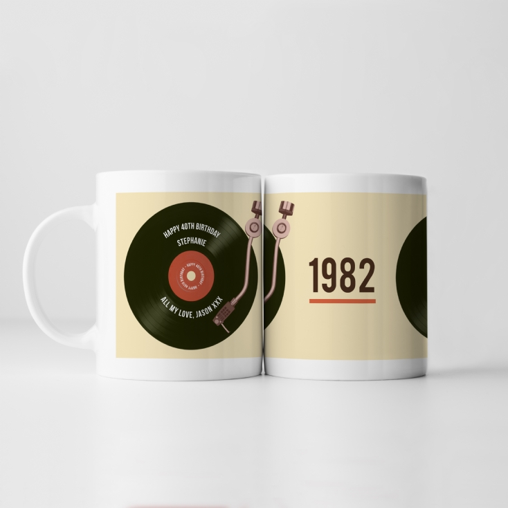 Personalised 40th Birthday Retro Record Mug
