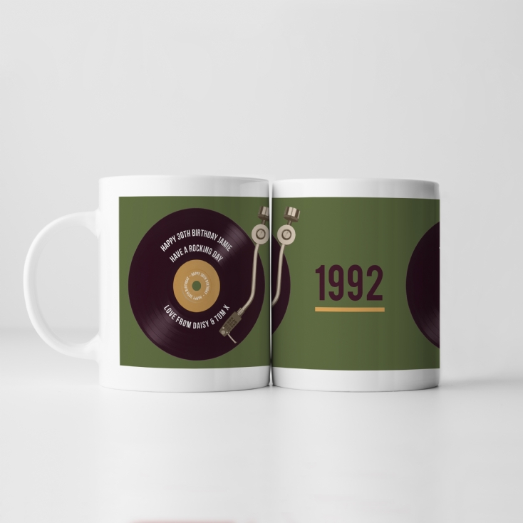 Personalised 30th Birthday Retro Record Mug