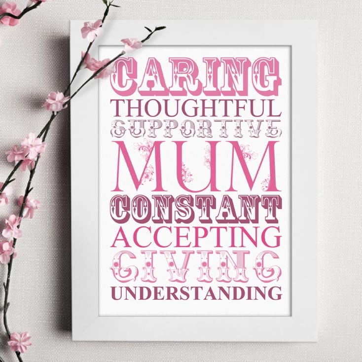 Words for Mum Print with Personalised Frame Find Me A Gift