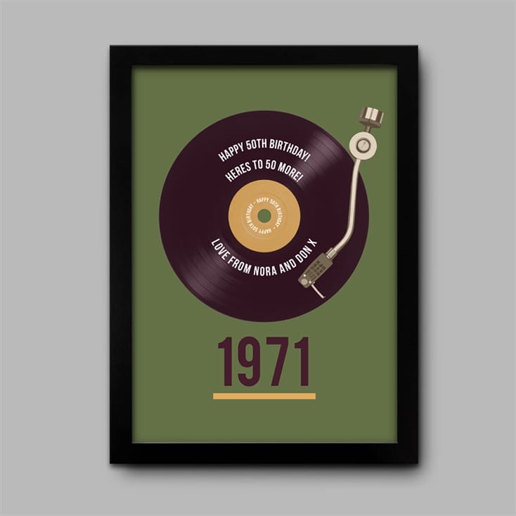 Personalised 50th Birthday Retro Record Print | Find Me A Gift