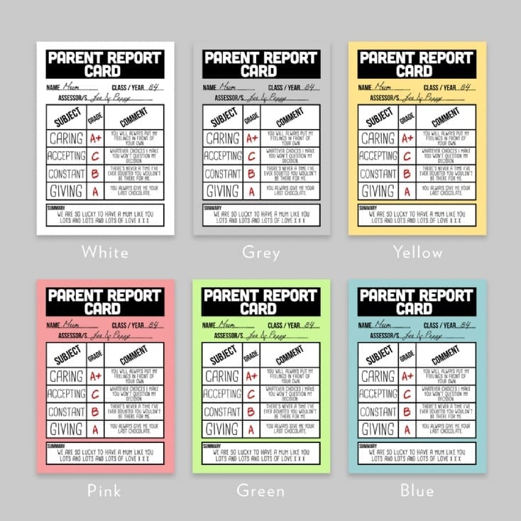 Personalised Parents Report Card Poster | Find Me A Gift