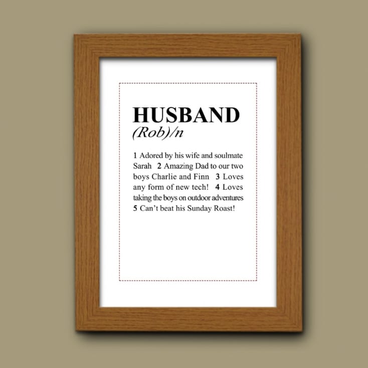 Personalised Husband Dictionary Definition Print Find Me A Gift