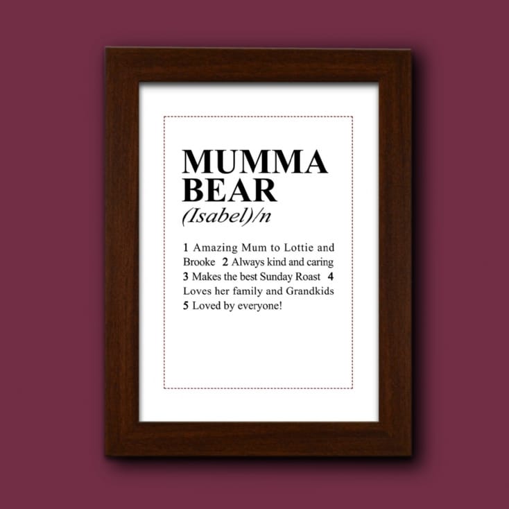 dictionary definition personalised mum print