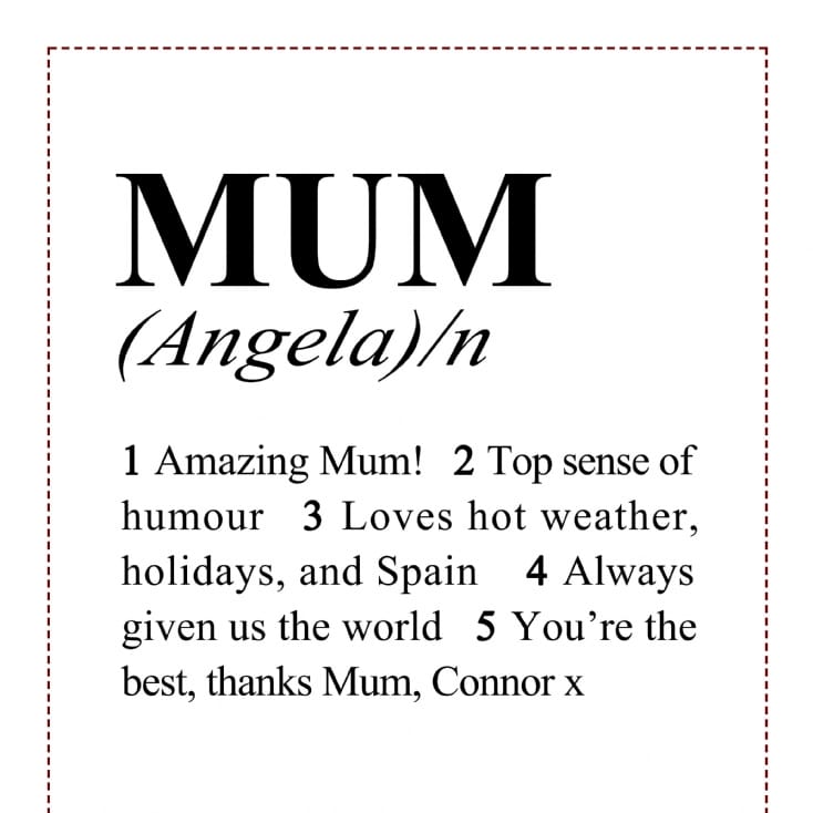 dictionary definition personalised mum print
