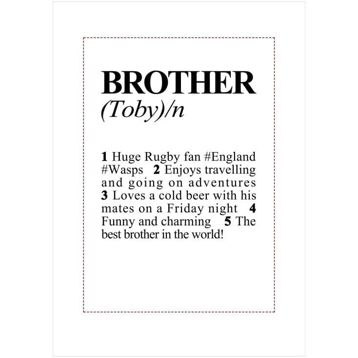 Personalised Brother Definition Print