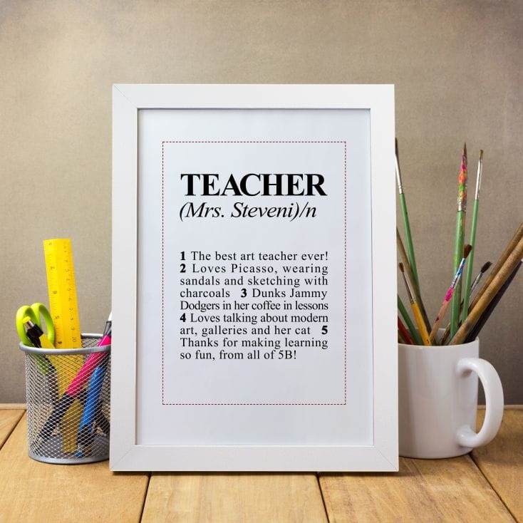 Personalised Teacher Dictionary Definition Print