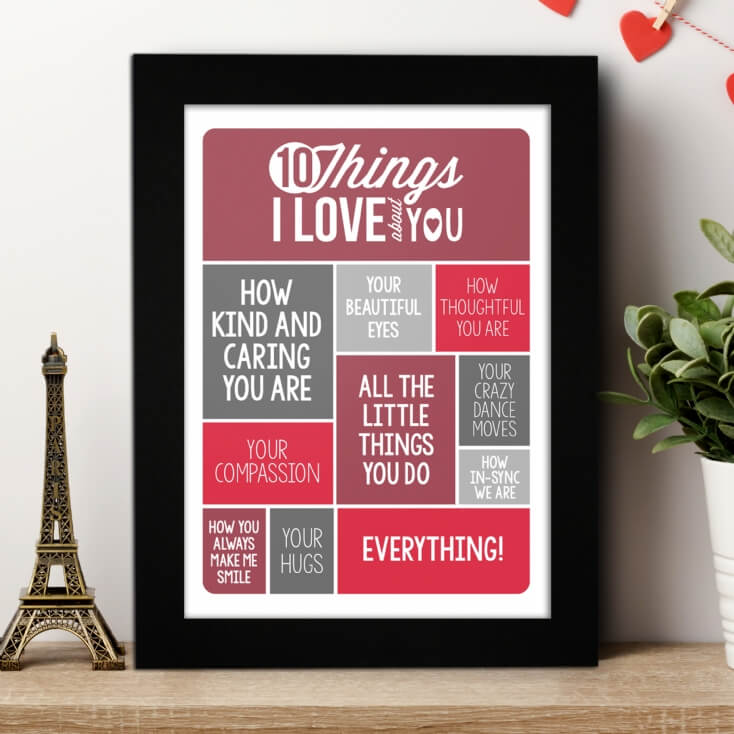 Personalised 10 Things I Love About You Poster Find Me A Gift Personalised 10 Things I Love About You Poster Find Me A Gift