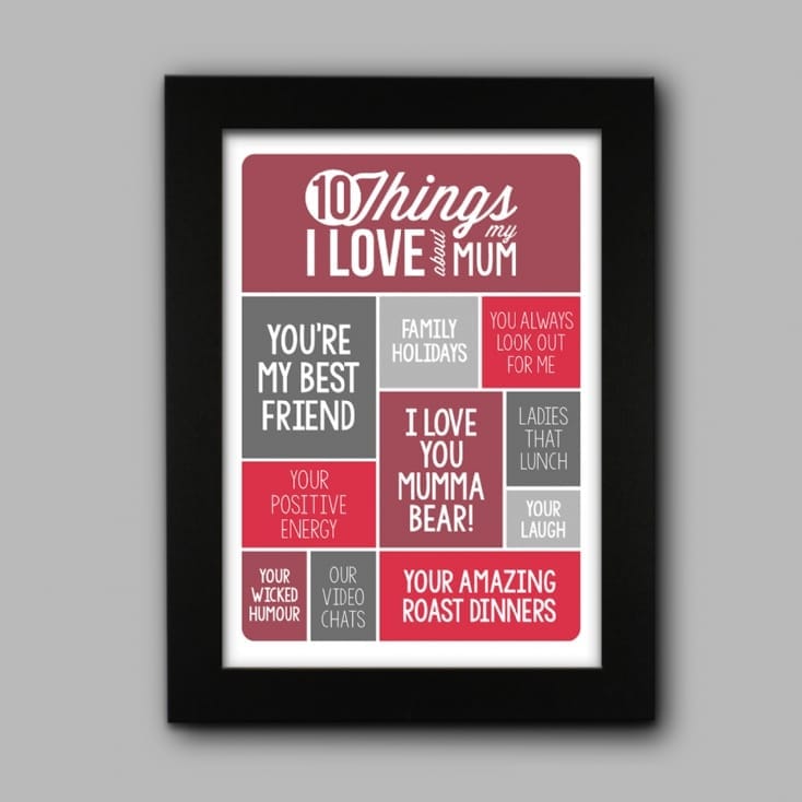 Personalised 10 Things I Love About My Mum Poster