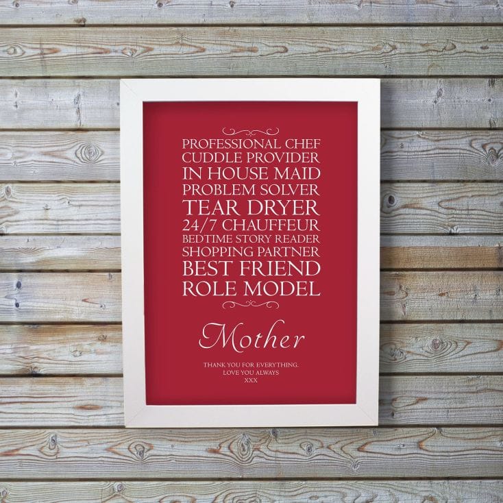 Personalised Typographic Mother Print