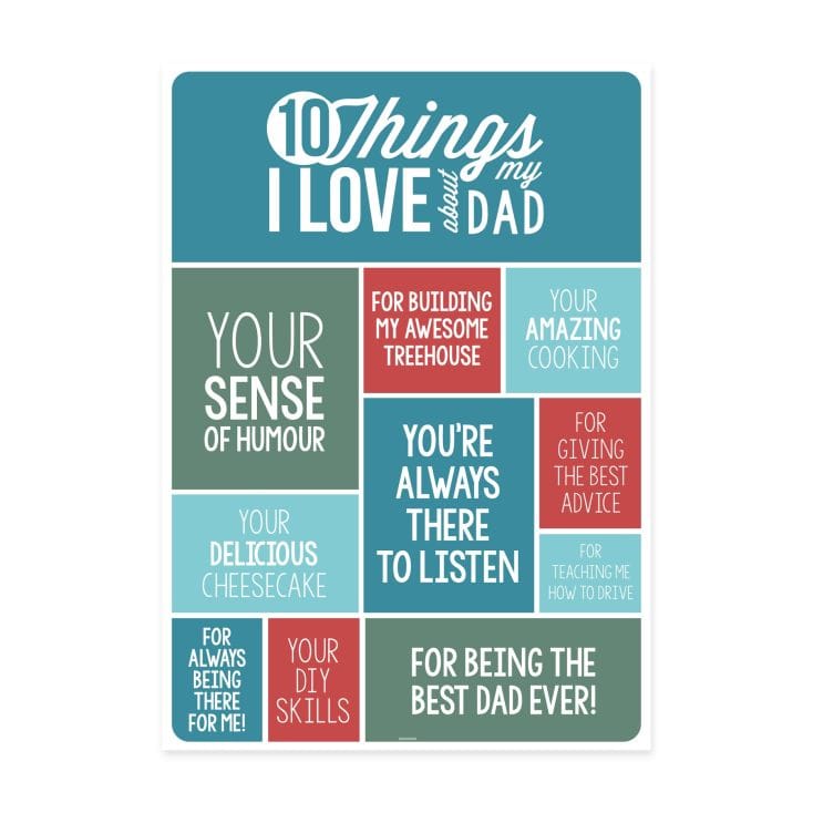10 Things I Love About My Dad Poster Find Me A Gift