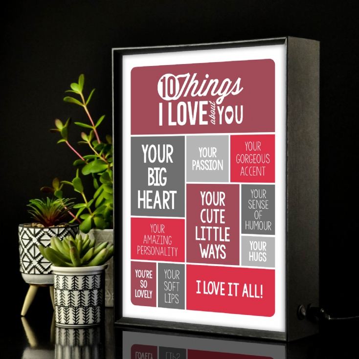 Personalised 10 Things I Love About You Light Box