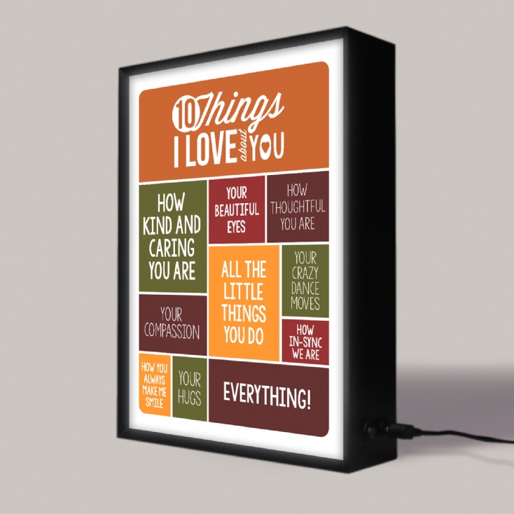 Personalised 10 Things I Love About You Light Box