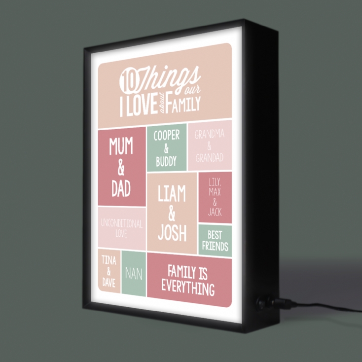 Personalised Light Box- 10 Things I Love About My Family