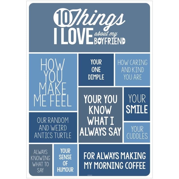 10 Things I Love About My Boyfriend Poster Find Me A Gift