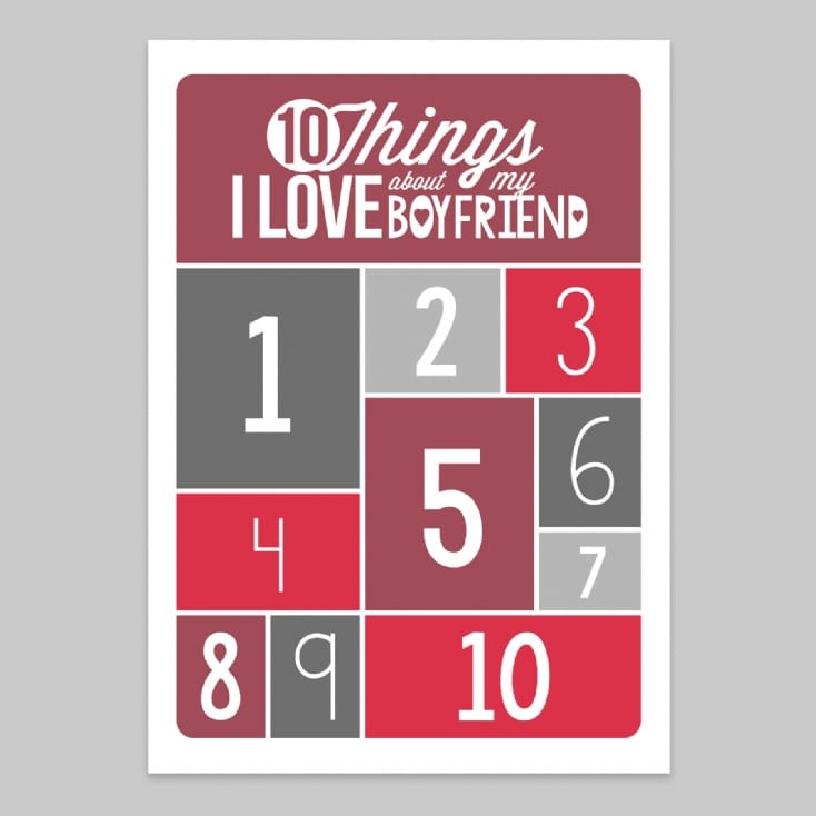 Personalised 10 Things I Love About My Boyfriend Poster