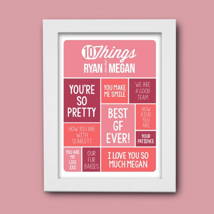 10 Things I Love About You Personalised Couples Print