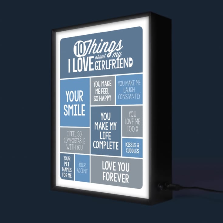 Personalised 10 Things I Love About My Girlfriend Light Box