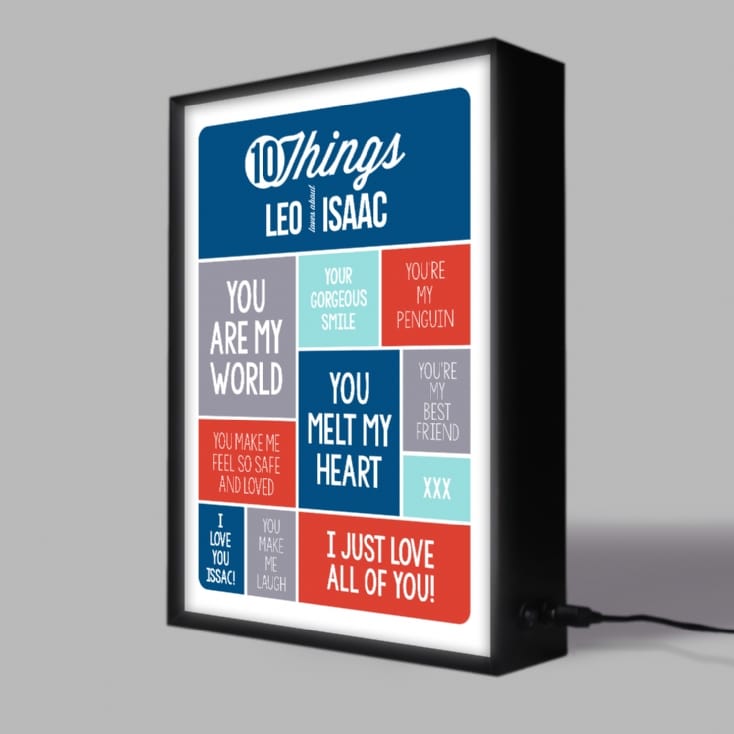 10 Things I Love Personalised Light Box With Names