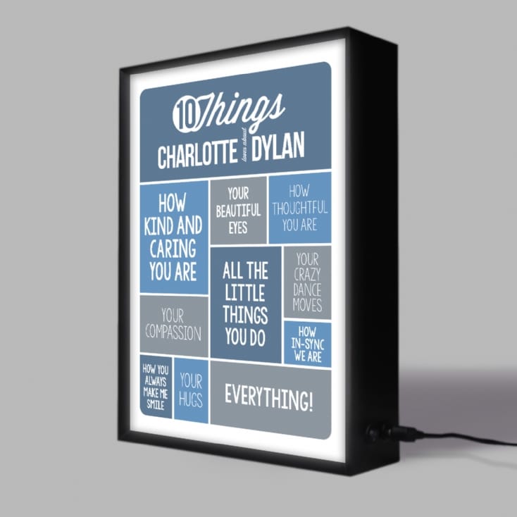 10 Things I Love Personalised Light Box With Names