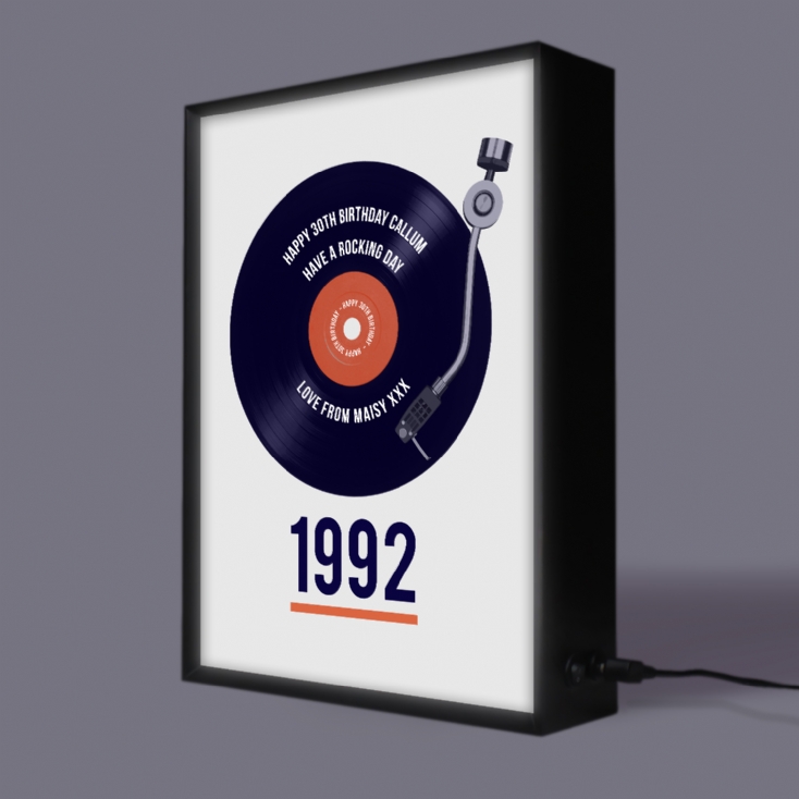 Personalised 30th Birthday Retro Record Light Box
