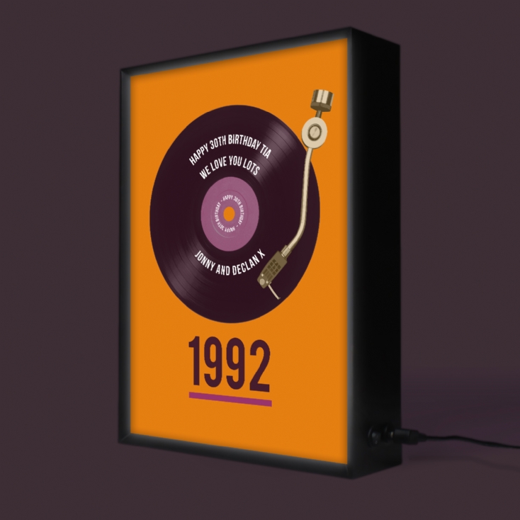 Personalised 30th Birthday Retro Record Light Box