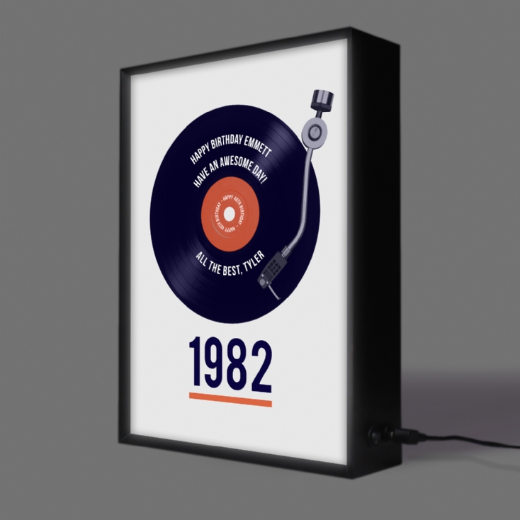 Personalised 40th Birthday Retro Record Light Box
