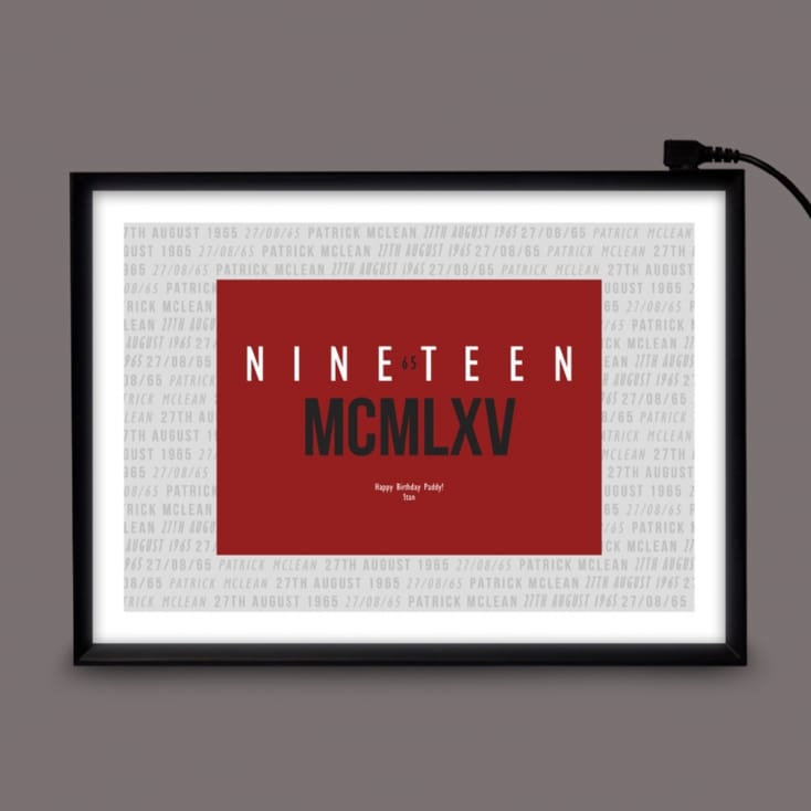 Personalised Roman Numerals Birth Year Lightbox Find Me A Gift