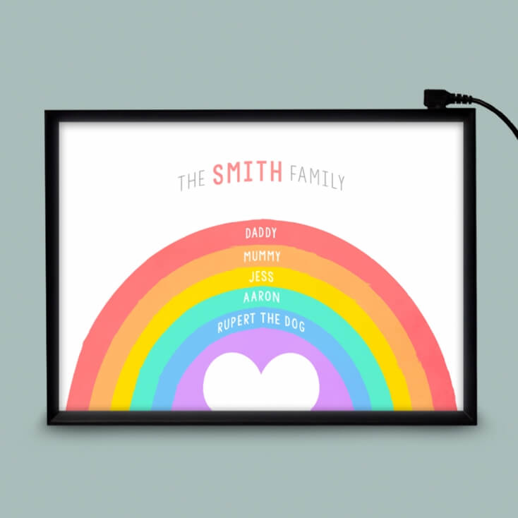 Personalised Rainbow Family Light Box