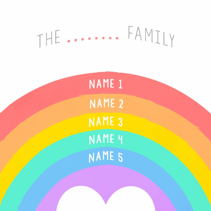 Personalised Rainbow Family Light Box