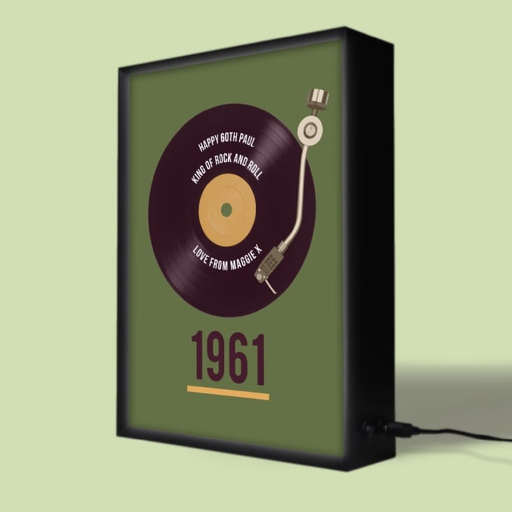 Personalised Retro Record Year Light Box