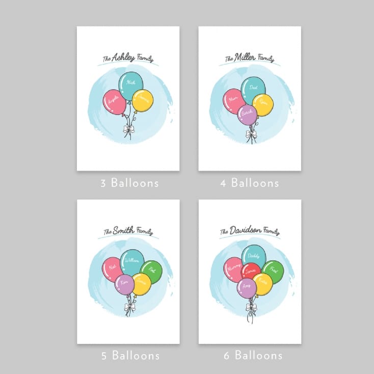 Personalised Balloons Family Print
