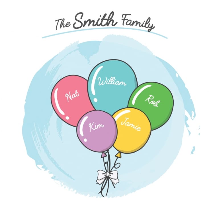 Personalised Balloons Family Light Box