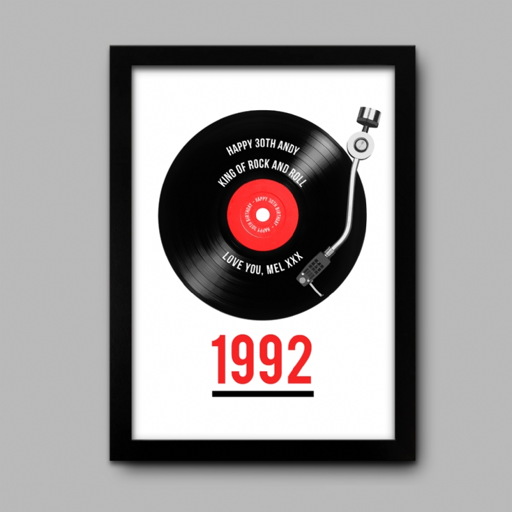 Personalised 30th Birthday Retro Record Print