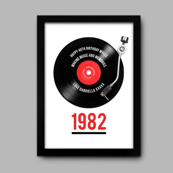 Personalised 40th Birthday Retro Record Print
