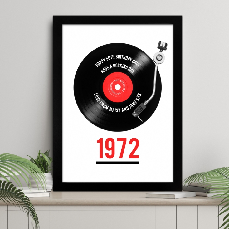 Personalised 50th Birthday Retro Record Print