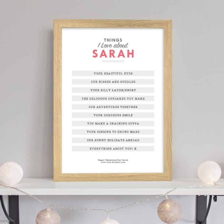 Personalised Things I Love About.... Print 