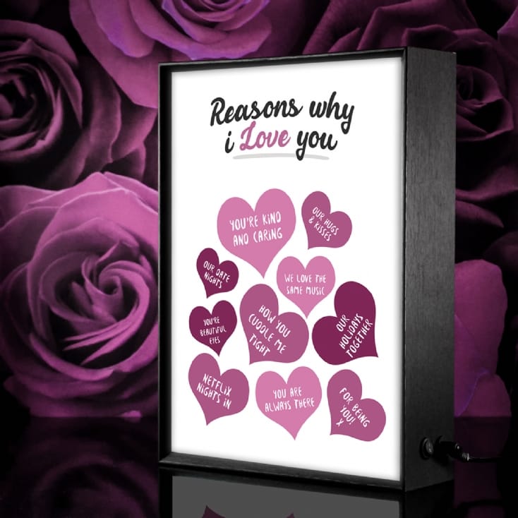 Personalised Reasons Why I Love You Light Box