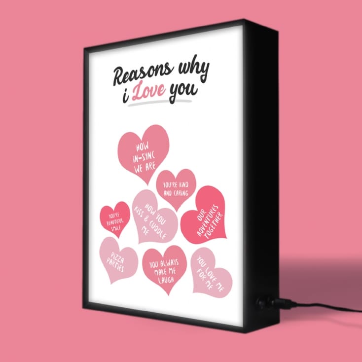 Personalised Reasons Why I Love You Light Box