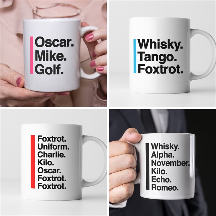 Rude Mugs with Phonetic Alphabet Phrase Find Me A Gift
