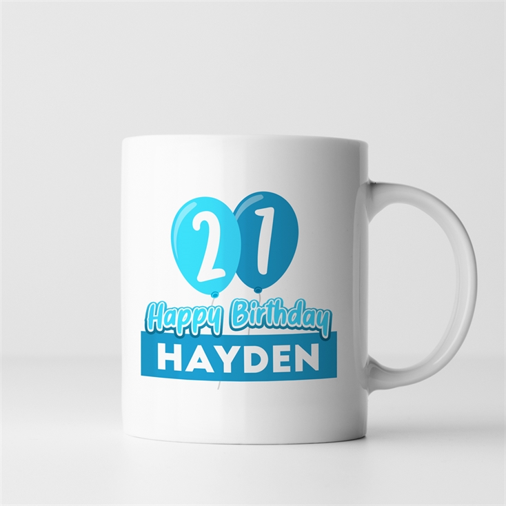 Personalised 21st Birthday Balloon Mug