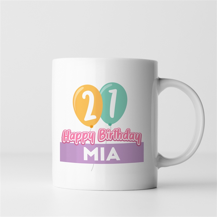Personalised 21st Birthday Balloon Mug