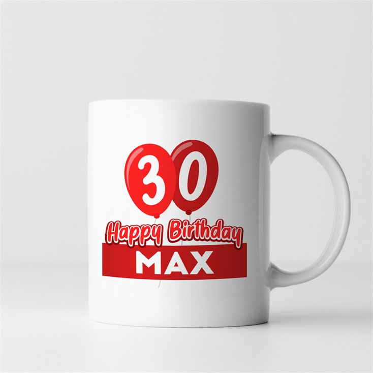 Personalised 30th Birthday Balloon Mug