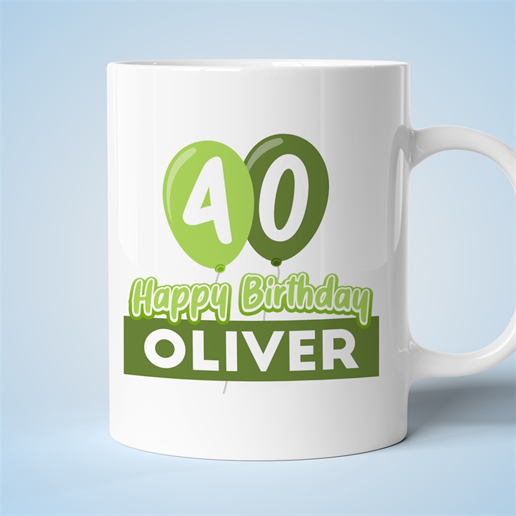 Personalised 40th Birthday Balloon Mug