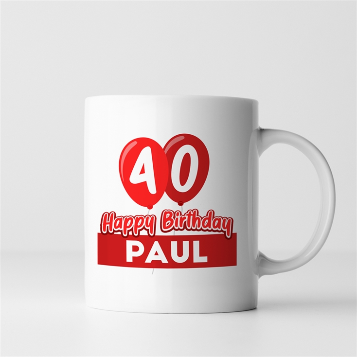 Personalised 40th Birthday Balloon Mug
