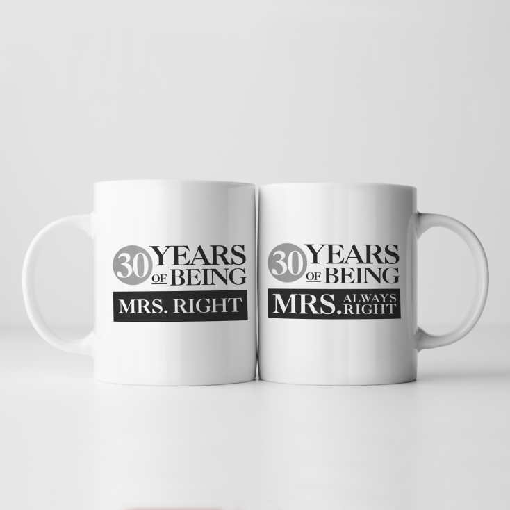 Set of Two 30 Years of Being Right Mr and Mrs Mugs