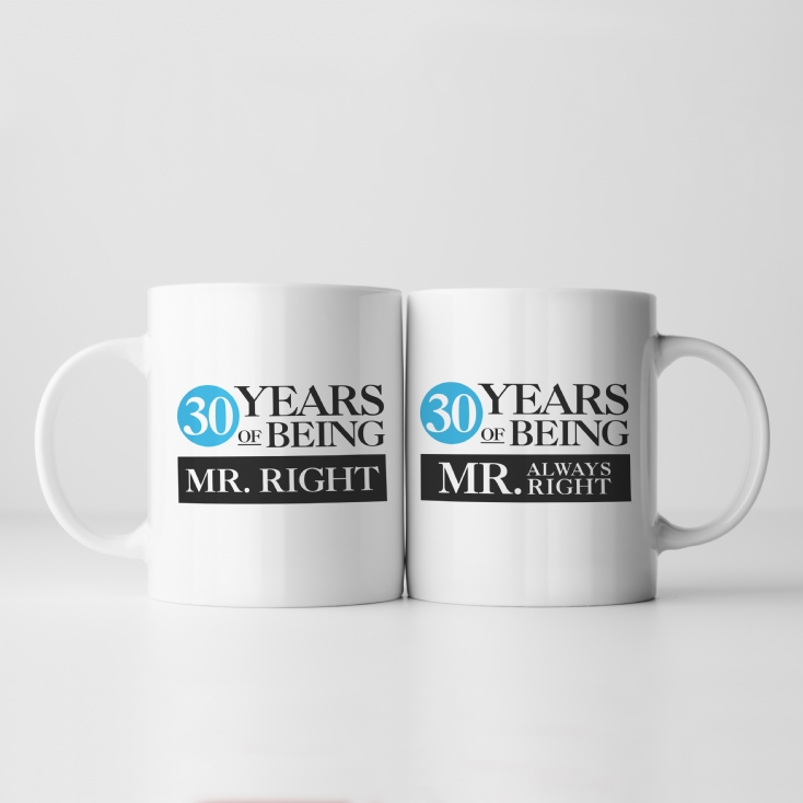 Set of Two 30 Years of Being Right Mr and Mrs Mugs
