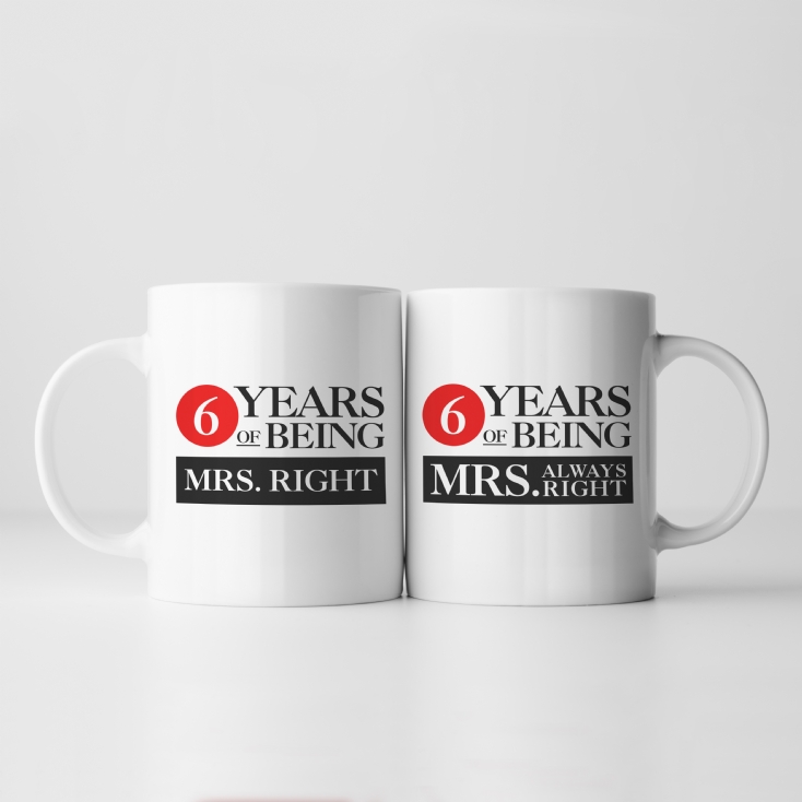 Set of 2 Personalised Years of Being Right Mr and Mrs Mugs