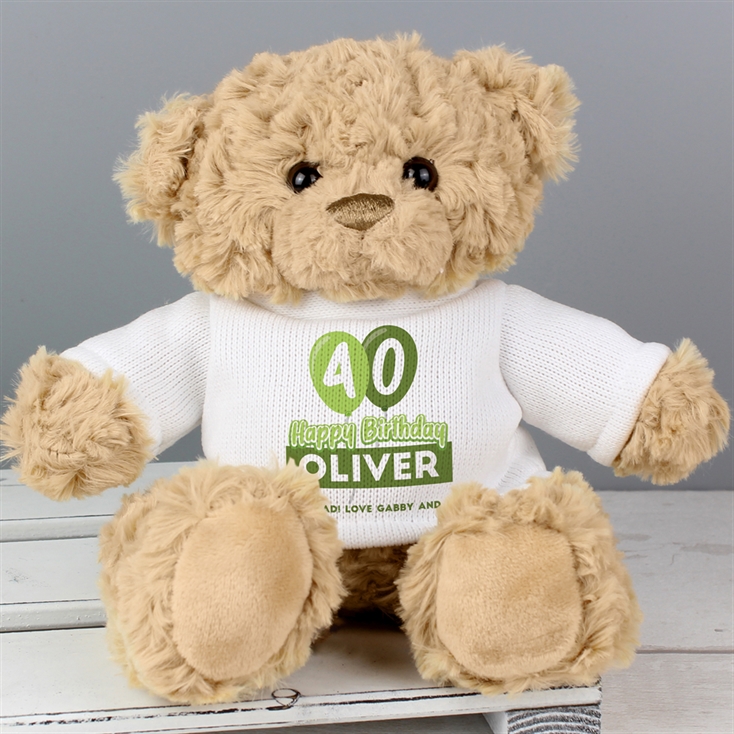 Personalised 40th Birthday Balloon Teddy Bear