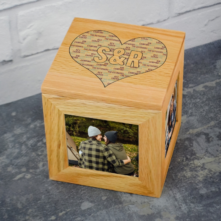 Couples Heart Personalised Photo Cube